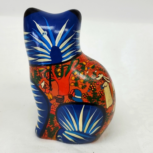 Talavera handmade folk art red-ware cat figure Made in Mexico - Picture 3 of 6
